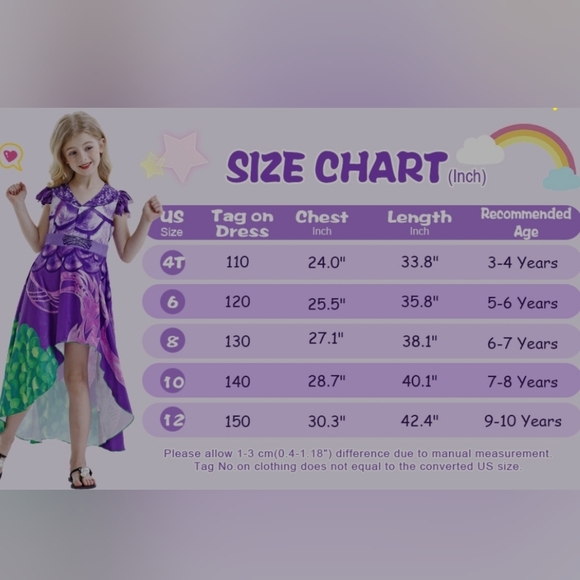 MAL Descendants hi-low dress gown Halloween COSTUME 9 10 12 14 16 - Picture 9 of 12